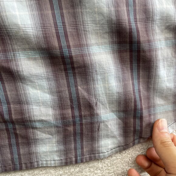 ARC’TERYX Brohm Shirt Men Blue / Burgundy Plaid Short Sleeve Button Up XL READ** - Picture 7 of 16
